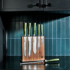 6 pc Japanese Damascus Steel Knife Set w/ Magnetic Knife Block
